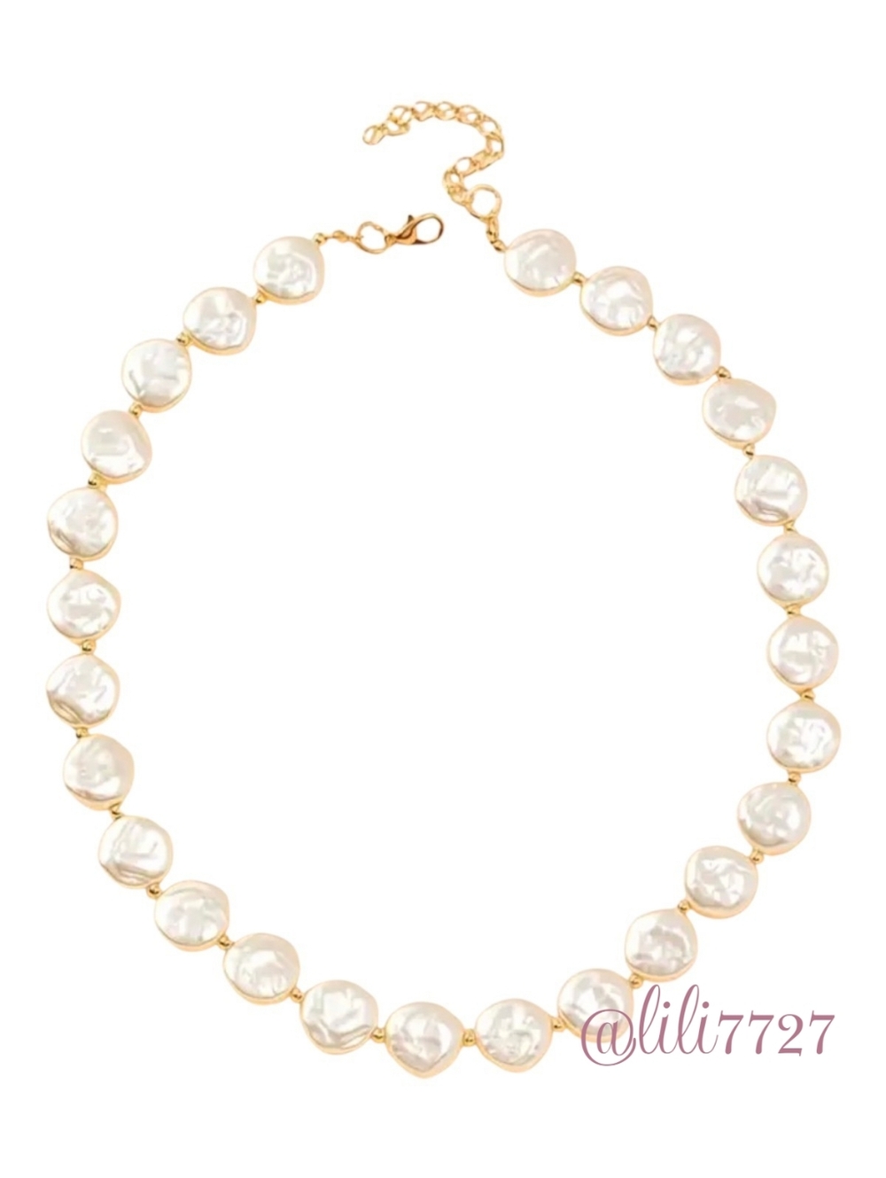 Coin Pearl With 14kt Gold Plated Spacer Beads 17.5"L With 2" Extender Pretty New